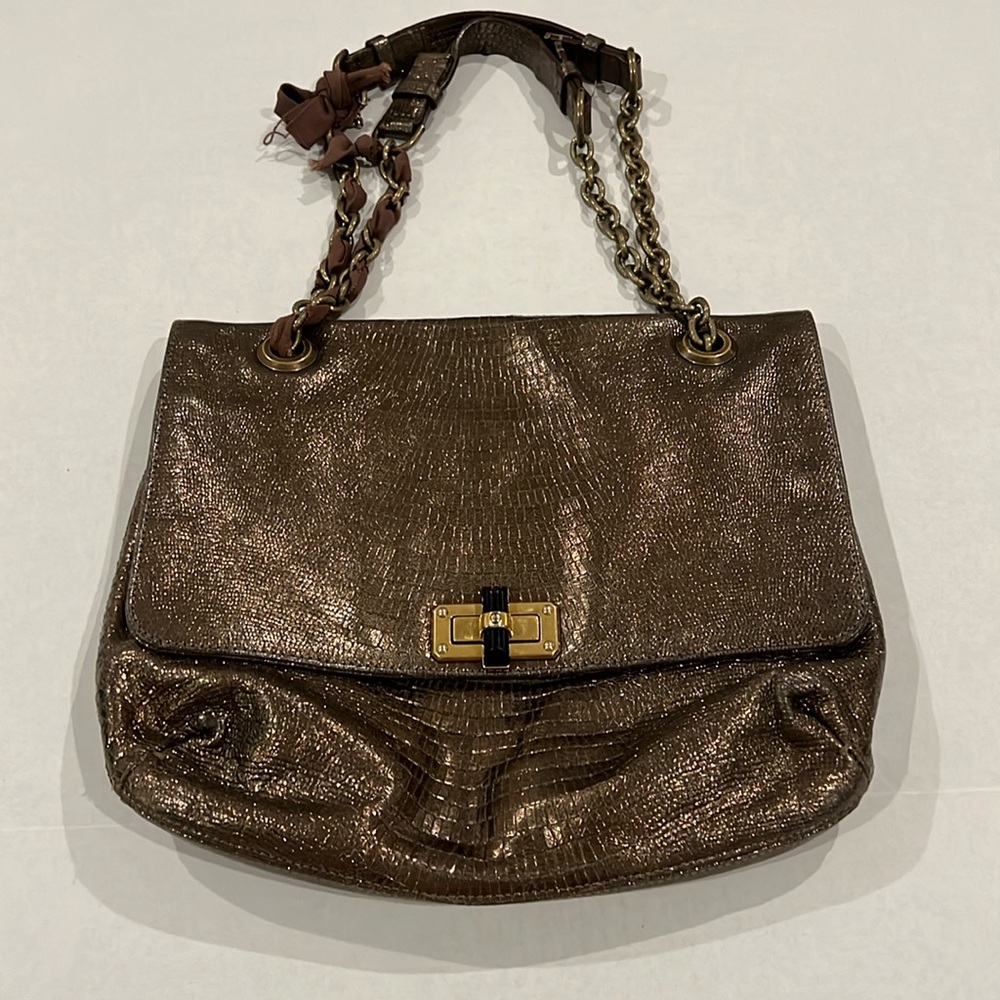 Bronze LANVIN HAPPY Shoulder Bag, 9 x 12 x 1 1/2 in